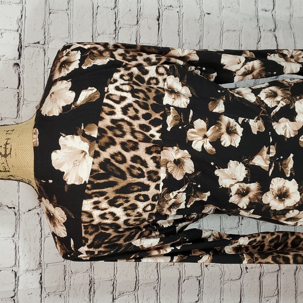W By Worth Faux-Wrap Dress Floral and Animal Print Size M EUC - Picture 7 of 11